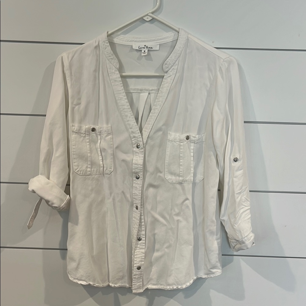 Love Tree White Button Down Shirt
